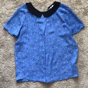 Polka dot Peter Pan collar short sleeve blouse
